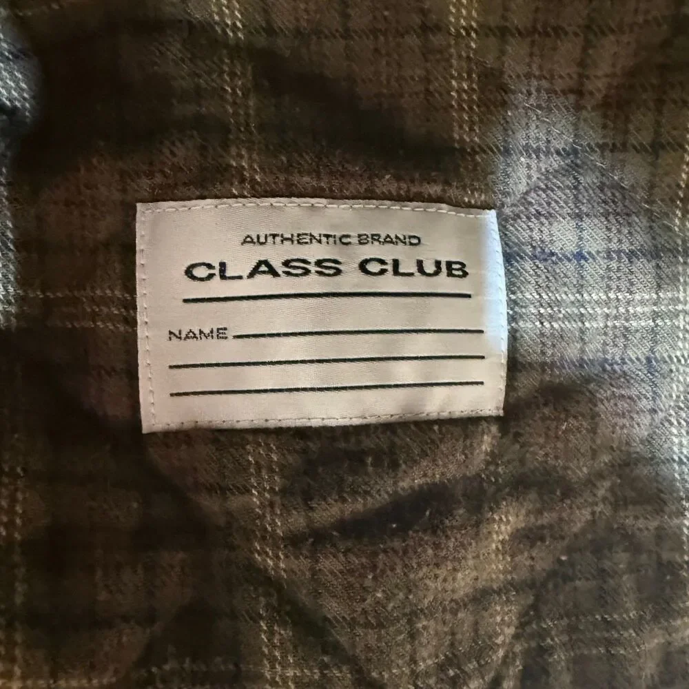 Class Club Boys Brown Canvas Barn Jacket Fall Plaid Lined Size M 10-12